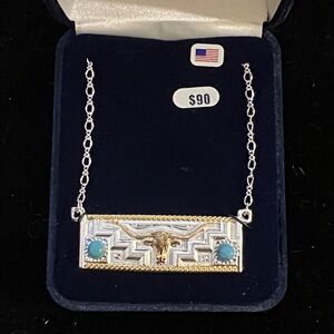 Montana Silversmiths Silver and Gold Necklace with Turquoise